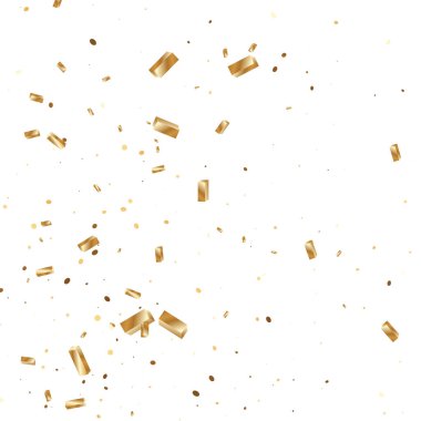  Altın konfetileri, kurdeleler. Parıldıyor. Bokeh geçmişi. Soyut altın yıldönümü davetiye şablonu. Düğün konsepti kartı. Uçan soyut parçacıklar. Patlama kutlama kartı.