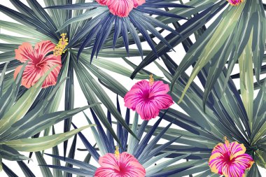 Yeşil kırmızı egzotik desen. Canavar ve amber çiçekleri tropik buket. Doymuş büyük çiçekli mayo izi. Yatay romantik vahşi vektör egzotik fayans. Güzel bahar botanik tasarımı.