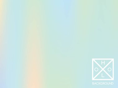 Holografik gradyan arkaplan. Sarı, yeşil, kırmızı, pembe, mavi, mor, morumsu sıvı renkler. Gökkuşağının vektör pastel örtüsü. Hippi dokusu. Çok renkli arkaplan hologramı. Yanardöner trend folyo.