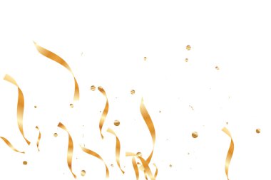  Altın konfetileri, kurdeleler. Parıldıyor. Bokeh geçmişi. Soyut altın yıldönümü davetiye şablonu. Düğün konsepti kartı. Uçan soyut parçacıklar. Patlama kutlama kartı.