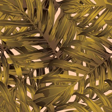 Palm Monstera Kusursuz Düzen. Sarı Tropik Yaz Arkaplanı. Plaj Ormanı Mayo Tasarımı Yaprakları. Lei Uyum. Retro Hawai baskısı. Tropik Tekstil dokusu. Botanik döşemesi.