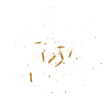  Altın konfetileri, kurdeleler. Parıldıyor. Bokeh geçmişi. Soyut altın yıldönümü davetiye şablonu. Düğün konsepti kartı. Uçan soyut parçacıklar. Patlama kutlama kartı.