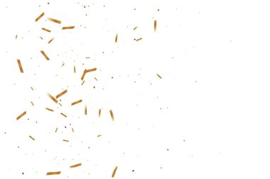  Altın konfetileri, kurdeleler. Parıldıyor. Bokeh geçmişi. Soyut altın yıldönümü davetiye şablonu. Düğün konsepti kartı. Uçan soyut parçacıklar. Patlama kutlama kartı.