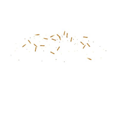  Altın konfetileri, kurdeleler. Parıldıyor. Bokeh geçmişi. Soyut altın yıldönümü davetiye şablonu. Düğün konsepti kartı. Uçan soyut parçacıklar. Patlama kutlama kartı.