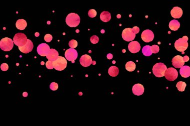 Kırmızı konfeti arka planı. Düşen gül ışıltısı. Davetiye, düğün, doğum günü, Noel kartı için grafiksel tasarım. Sevgililer Günü arkaplanı. Soyut parçacık pankartı. Vektör şenlik konsepti. 