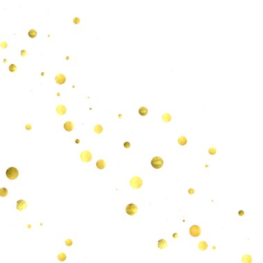 Yuvarlak altın konfetisi. Parıldayan vektör arka planı kutlar. Suluboya altın parıltılar ve noktalar. Makbuz arkaplanı. Noel partisi davetiye şablonu. Düşen altın konfetileri. Parıldayan arkaplan. 