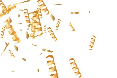  Altın konfetileri, kurdeleler. Parıldıyor. Bokeh geçmişi. Soyut altın yıldönümü davetiye şablonu. Düğün konsepti kartı. Uçan soyut parçacıklar. Patlama kutlama kartı.