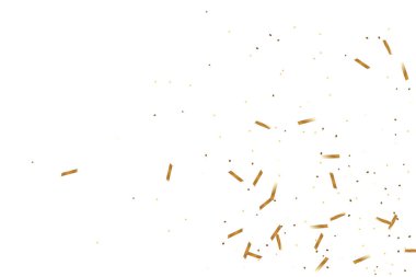  Altın konfetileri, kurdeleler. Parıldıyor. Bokeh geçmişi. Soyut altın yıldönümü davetiye şablonu. Düğün konsepti kartı. Uçan soyut parçacıklar. Patlama kutlama kartı.