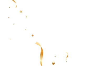  Altın konfetileri, kurdeleler. Parıldıyor. Bokeh geçmişi. Soyut altın yıldönümü davetiye şablonu. Düğün konsepti kartı. Uçan soyut parçacıklar. Patlama kutlama kartı.