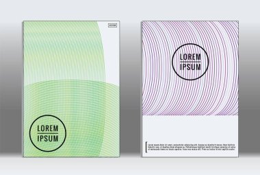Minimum pankart. Vektör geometrik kaplama. Hippi modası rapor şablonu. Fütürist çizgi gradyan grafik tasarım broşürleri. Moda düzeni asgari düzeyde. Çizgili pankartlar. Retro pankart dizayn seti.