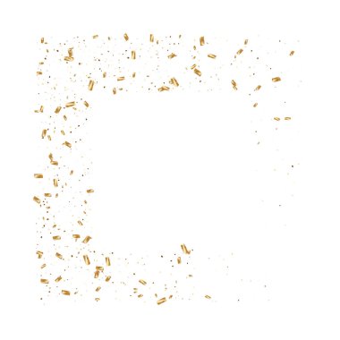  Altın konfetileri, kurdeleler. Parıldıyor. Bokeh geçmişi. Soyut altın yıldönümü davetiye şablonu. Düğün konsepti kartı. Uçan soyut parçacıklar. Patlama kutlama kartı.