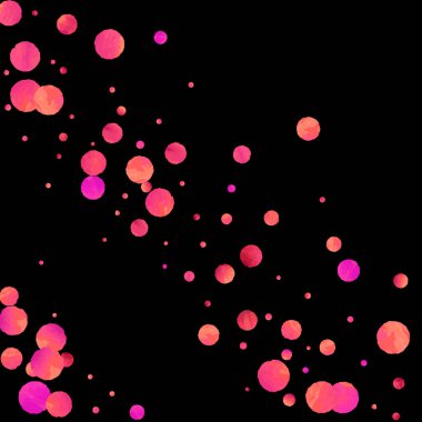 Kırmızı konfeti arka planı. Düşen gül ışıltısı. Davetiye, düğün, doğum günü, Noel kartı için grafiksel tasarım. Mutlu sürpriz fon. Soyut parçacıklar patlar. Vektör şablonu. 