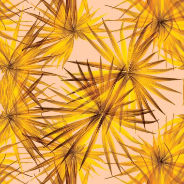 Palm Monstera Kusursuz Düzen. Sarı Tropik Yaz Arkaplanı. Plaj Ormanı Mayo Tasarımı Yaprakları. Lei Uyum. Klasik Hawai baskısı. Tropik Tekstil dokusu. Botanik fayansları.