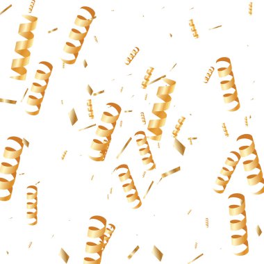  Altın konfetileri, kurdeleler. Parıldıyor. Bokeh geçmişi. Soyut altın yıldönümü davetiye şablonu. Düğün konsepti kartı. Uçan soyut parçacıklar. Patlama kutlama kartı.