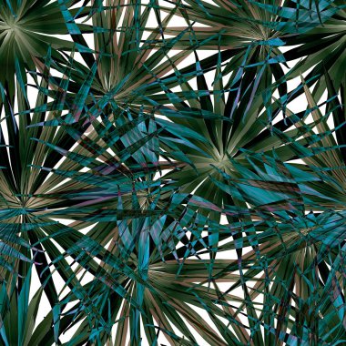 Palm Monstera Kusursuz Düzen. Beyaz Yeşil Tropikal Yaz Arkaplanı. Plaj Ormanı Mayo Tasarımı Yaprakları. Lei Uyum. Klasik Hawai baskısı. Tropik Tekstil dokusu. Botanik fayansları.