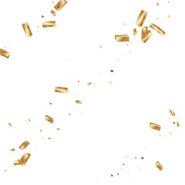  Altın konfetileri, kurdeleler. Parıldıyor. Bokeh geçmişi. Soyut altın yıldönümü davetiye şablonu. Düğün konsepti kartı. Uçan soyut parçacıklar. Patlama kutlama kartı.