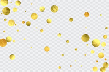 Yuvarlak altın konfetisi. Geçmişi kutlayın. Suluboya altın parıltılar ve noktalar. Makbuz arkaplanı. Lüks davetiye şablonu. Düşen altın konfetileri. Parıldayan arkaplan. 
