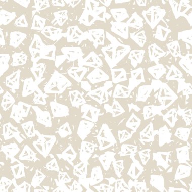 Üçgen desen. Beyaz fildişi geometrik dikişsiz doku. Hippi moda baskısı. Mimalistik grafik tekrar eden fayans. Basit geometri arkaplanı. Modern soyut doğrusal süs. 