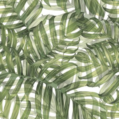 Palm Monstera Kusursuz Düzen. Yeşil Beyaz Tropikal Yaz Arkaplanı. Plaj ve Orman Yaprakları Mayo Tasarımı için. Lei Uyum. Klasik Hawai baskısı. Egzotik doku. Botanik döşemesi.