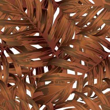 Palm Monstera Kusursuz Düzen. Turuncu Beyaz Tropikal Yaz Arkaplanı. Plaj Ormanı Mayo Tasarımı Yaprakları. Lei Uyum. Klasik Hawai baskısı. Egzotik doku. Botanik fayansları.