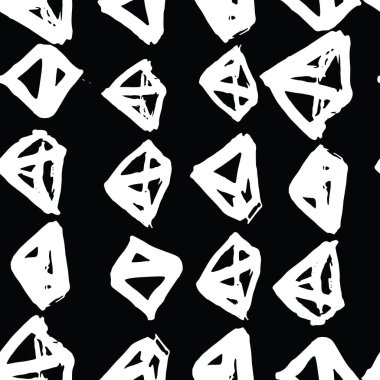 Üçgen desen. Siyah, beyaz, geometrik, pürüzsüz doku. Hippi moda baskısı. Mimalistik grafik tekrar eden fayans. Mürekkeple çizilmiş geometri arka planı. Soyut soyut doğrusal süsleme. 