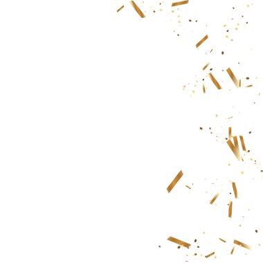  Altın konfetileri, kurdeleler. Parıldıyor. Bokeh geçmişi. Soyut altın yıldönümü davetiye şablonu. Düğün konsepti kartı. Uçan soyut parçacıklar. Patlama kutlama kartı.