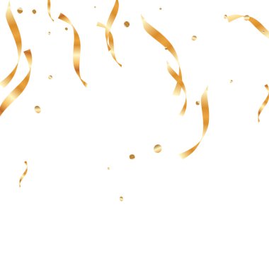  Altın konfetileri, kurdeleler. Parıldıyor. Bokeh geçmişi. Soyut altın yıldönümü davetiye şablonu. Düğün konsepti kartı. Uçan soyut parçacıklar. Patlama kutlama kartı.