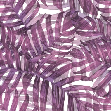 Palm Monstera Kusursuz Düzen. Magenta Tropik Yaz Arkaplanı. Plaj Ormanı Mayo Tasarımı Yaprakları. Lei Uyum. Klasik Hawai baskısı. Egzotik doku. Botanik döşemesi.