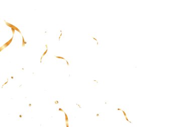  Altın konfetileri, kurdeleler. Parıldıyor. Bokeh geçmişi. Soyut altın yıldönümü davetiye şablonu. Düğün konsepti kartı. Uçan soyut parçacıklar. Patlama kutlama kartı.