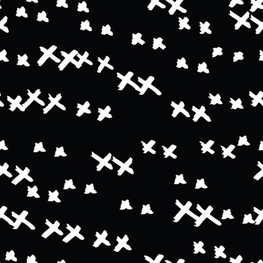 Çapraz model. Siyah, beyaz, geometrik, pürüzsüz doku. Hippi moda baskısı. Mimalistik grafik tekrar eden fayans. Mürekkeple çizilmiş geometri arka planı. Modern soyut doğrusal süs. 