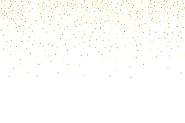 Geometrik Yıldönümü Arkaplanı. Soyut Iridescent doğum günü kartı. Vector Round Bokeh. Rastgele Gelin Arkaplanı. Folyo Sınırı. Beyaz Arkaplanda Altın Konfeti. İzole edilmiş Altın Toz Parçacıkları.