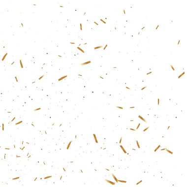  Altın konfetileri, kurdeleler. Parıldıyor. Bokeh geçmişi. Soyut altın yıldönümü davetiye şablonu. Düğün konsepti kartı. Uçan soyut parçacıklar. Patlama kutlama kartı.