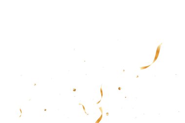  Altın konfetileri, kurdeleler. Parıldıyor. Bokeh geçmişi. Soyut altın yıldönümü davetiye şablonu. Düğün konsepti kartı. Uçan soyut parçacıklar. Patlama kutlama kartı.