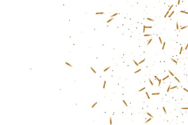  Altın konfetileri, kurdeleler. Parıldıyor. Bokeh geçmişi. Soyut altın yıldönümü davetiye şablonu. Düğün konsepti kartı. Uçan soyut parçacıklar. Patlama kutlama kartı.