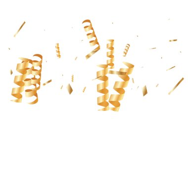  Altın konfetileri, kurdeleler. Parıldıyor. Bokeh geçmişi. Soyut altın yıldönümü davetiye şablonu. Düğün konsepti kartı. Uçan soyut parçacıklar. Patlama kutlama kartı.