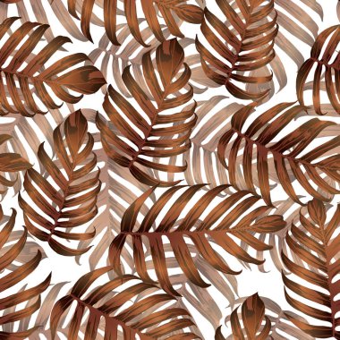 Palm Monstera Kusursuz Düzen. Turuncu Beyaz Tropikal Yaz Arkaplanı. Plaj Ormanı Mayo Tasarımı Yaprakları. Lei Uyum. Klasik Hawai baskısı. Tropik Tekstil dokusu. Botanik döşemesi.