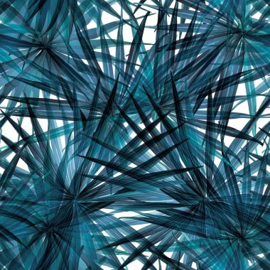 Palm Monstera Kusursuz Düzen. Indigo Tropik Yaz Arkaplanı. Plaj Ormanı Mayo Tasarımı Yaprakları. Lei Uyum. Retro Hawai baskısı. Egzotik doku. Botanik döşemesi.