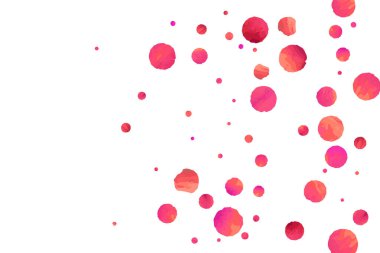 Kırmızı konfeti arka planı. Düşen gül ışıltısı. Davetiye, düğün, doğum günü, Noel kartı için grafiksel tasarım. Mutlu sürpriz fon. Soyut parçacık pankartı. Vektör şenlik konsepti. 