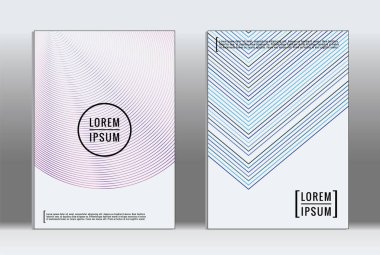 Minimum pankart. Vektör geometrik kaplama. Hippi modası rapor şablonu. Fütürist çizgi gradyan grafik tasarım broşürleri. Moda düzeni asgari düzeyde. Çizgili pankartlar. Retro pankart dizayn seti.