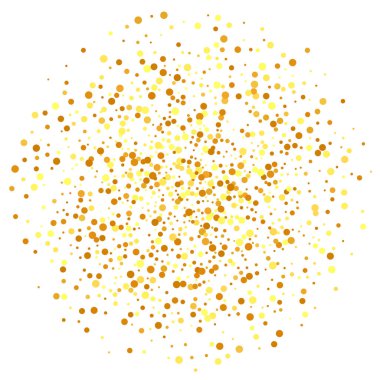 Soyut Iridescent doğum günü kartı. Beyaz Arkaplanda Altın Konfeti. İzole edilmiş Altın Toz Parçacıkları. Rastgele Gelin Arkaplanı. Folyo Sınırı. Vector Round Bokeh. Geometrik Yıldönümü Arkaplanı.