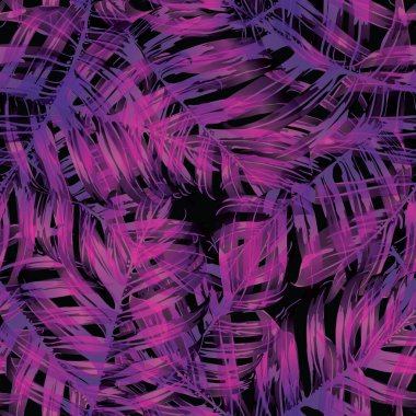 Palm Monstera Kusursuz Düzen. Magenta Tropik Yaz Arkaplanı. Plaj Ormanı Mayo Tasarımı Yaprakları. Lei Uyum. Retro Hawai baskısı. Tropik Tekstil dokusu. Botanik fayansları.