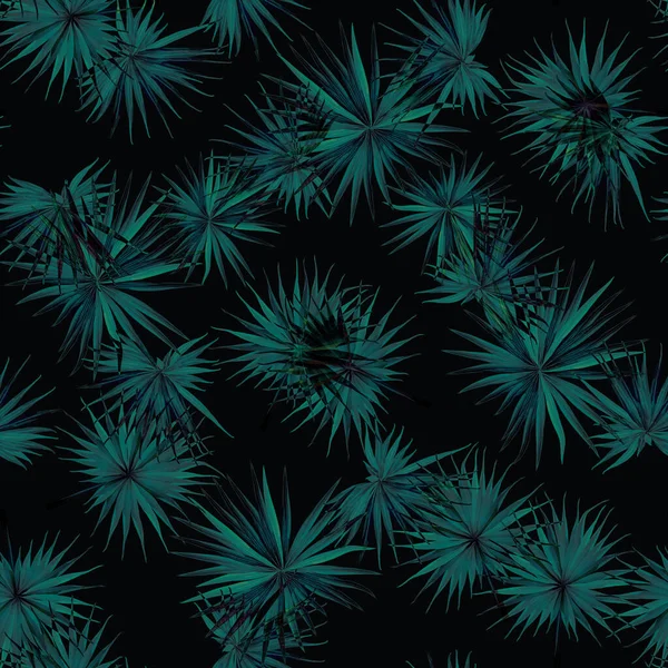 Palm Monstera Kusursuz Düzen. Siyah Yeşil Tropikal Yaz Arkaplanı. Plaj Ormanı Mayo Tasarımı Yaprakları. Lei Uyum. Klasik Hawai baskısı. Egzotik doku. Botanik fayansları.