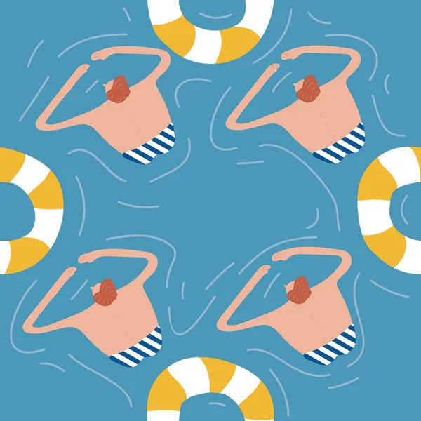 Zwemmers Het Zwembad Naadloos Patroon Zomer Vector Mensen Zwemkleding Gezonde — Stockvector