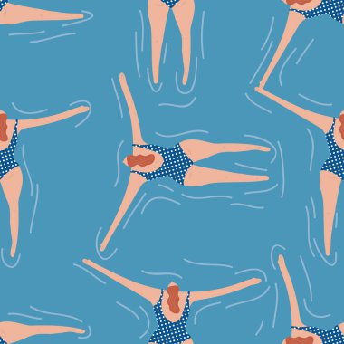 Havuzdaki yüzücüler pürüzsüz. Mayolu yaz vektörleri. Sağlıklı yaşam tarzı Hawai 'li turistler. Denizin en iyi manzaralı insanları. Erkekler ve kızlar için plaj ıslak partisi. Suda yüzücüler. 