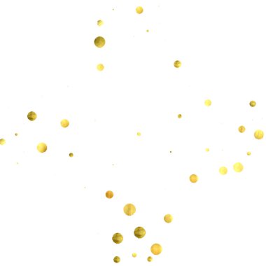 Folyo altın konfetisi. Parıldayan vektör arka planı kutlar. Suluboya altın parıltılar ve noktalar. Makbuz arkaplanı. Noel partisi davetiye şablonu. Düşen altın konfetileri. Parıldayan arkaplan. 