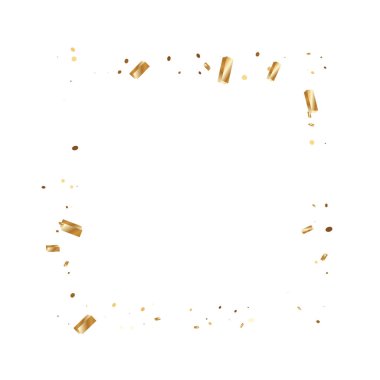  Altın konfetileri, kurdeleler. Parıldıyor. Bokeh geçmişi. Soyut altın yıldönümü davetiye şablonu. Düğün konsepti kartı. Uçan soyut parçacıklar. Patlama kutlama kartı.