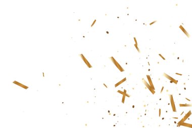  Altın konfetileri, kurdeleler. Parıldıyor. Bokeh geçmişi. Soyut altın yıldönümü davetiye şablonu. Düğün konsepti kartı. Uçan soyut parçacıklar. Patlama kutlama kartı.