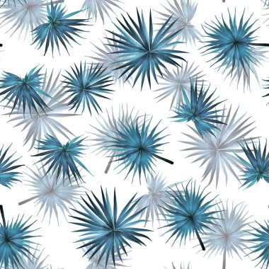 Palm Monstera Kusursuz Düzen. Indigo Tropik Yaz Arkaplanı. Plaj Ormanı Mayo Tasarımı Yaprakları. Lei Uyum. Klasik Hawai baskısı. Egzotik doku. Botanik döşemesi.