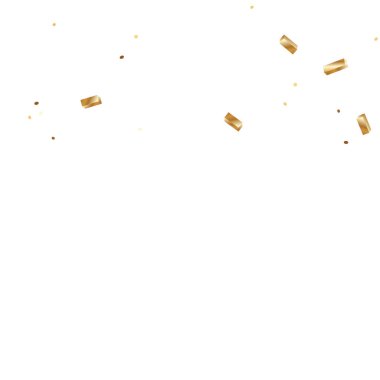  Altın konfetileri, kurdeleler. Parıldıyor. Bokeh geçmişi. Soyut altın yıldönümü davetiye şablonu. Düğün konsepti kartı. Uçan soyut parçacıklar. Patlama kutlama kartı.