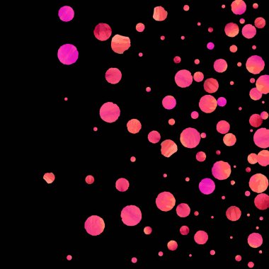 Kırmızı konfeti arka planı. Düşen gül ışıltısı. Davetiye, düğün, doğum günü, Noel kartı için grafiksel tasarım. Sevgililer Günü arkaplanı. Soyut parçacıklar patlar. Vektör şablonu. 